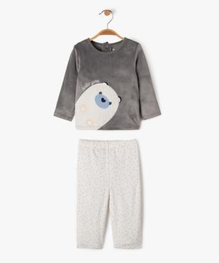 Pyjama en velours deux pièces avec motif ours bébé garçon vue1 - GEMO(BB COUCHE) - GEMO