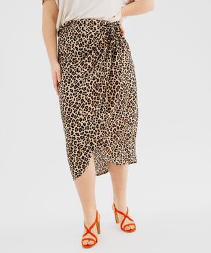 Jupe longue portefeuille en viscose imprimé léopard femme grande taille vue1 - GEMO (G TAILLE) - GEMO