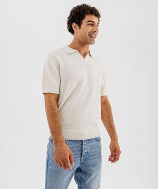 Polo manches courtes en maille fantaisie homme vue2 - GEMO 4G HOMME - GEMO