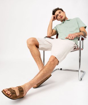 Polo manches courtes en maille texturée homme vue5 - GEMO (HOMME) - GEMO