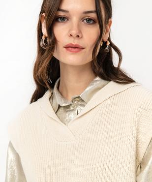 Pull sans manches avec grand col femme vue2 - GEMO(FEMME PAP) - GEMO