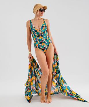 Maillot de bain une pièce fleuri avec mousses amovibles femme vue6 - GEMO (PLAGE) - GEMO
