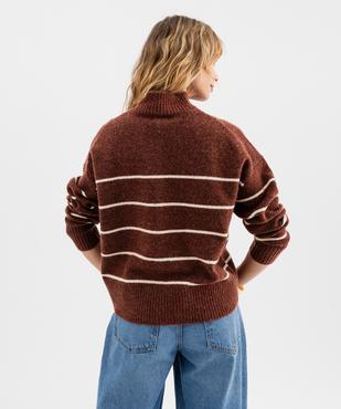 Pull rayé à col cheminée coupe loose femme vue3 - GEMO(FEMME PAP) - GEMO