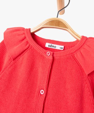 Gilet en coton avec volants sur le col bébé fille vue2 - GEMO(BEBE DEBT) - GEMO