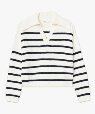 Pull à rayures coupe courte avec grand col femme vue4 - GEMO(FEMME PAP) - GEMO