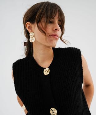 Gilet sans manches en grosse maille à boutons bijoux femme vue2 - GEMO(FEMME PAP) - GEMO