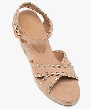 Sandales femme à talon compensé avec brides unies à contour métallisé vue6 - GEMO(URBAIN) - GEMO