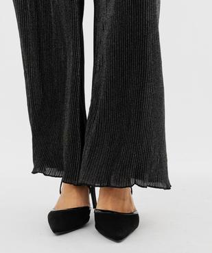 Pantalon large et fluide en maille plissée et pailletée femme vue3 - GEMO(FEMME PAP) - GEMO