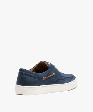Chaussures bateau homme dessus en cuir uni à semelle contrastante - Taneo vue4 - TANEO - GEMO