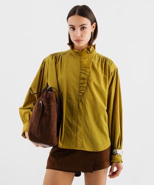 Chemise manches longues à col victorien en voile de coton femme vue4 - GEMO(FEMME PAP) - GEMO