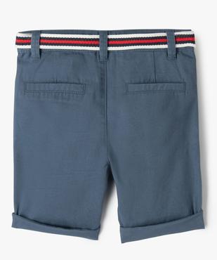 Bermuda en coton avec ceinture tricolore garçon vue3 - GEMO 4G GARCON - GEMO