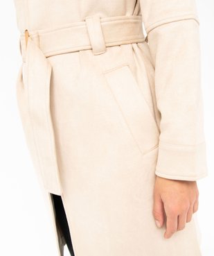 Manteau trench en suédine avec ceinture femme vue6 - GEMO(FEMME PAP) - GEMO