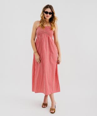 Robe longue à fines bretelles à motif vichy femme vue1 - GEMO(FEMME PAP) - GEMO