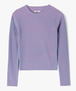 Pull en maille côtelée bicolore à col rond fille vue1 - GEMO (JUNIOR) - GEMO