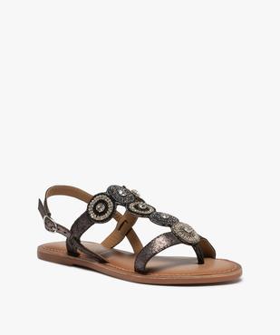 Sandales femme à talon plat et brides ornées de strass vue2 - GEMO (CASUAL) - GEMO