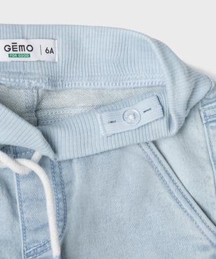 Bermuda en jean extensible délavé avec taille en bord-côte garçon vue3 - GEMO (ENFANT) - GEMO