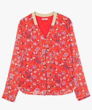 Blouse femme en voile fleuri avec fines rayures pailletées vue4 - GEMO(FEMME PAP) - GEMO