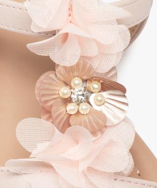 Sandales fille unies à fines brides et fleurs en tulle vue6 - GEMO (ENFANT) - GEMO