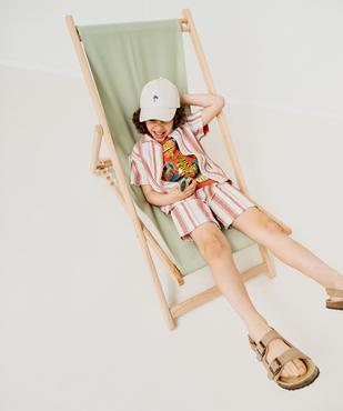 Bermuda large en coton tissé rayé à taille élastiquée garçon vue1 - GEMO 4G GARCON - GEMO