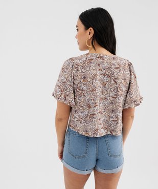 Blouse imprimée à manches courtes coupe courte femme vue3 - GEMO 4G FEMME - GEMO