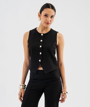 Gilet de costume sans manches à boutons dorés femme vue1 - GEMO(FEMME PAP) - GEMO