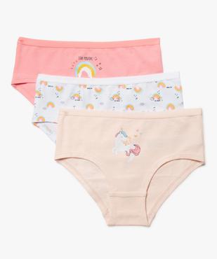 Shorty coton stretch imprimé licorne fille (lot de 3) vue1 - GEMO 4G FILLE - GEMO