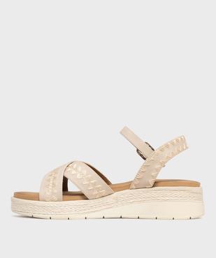 Sandales à talon compensé et brides brodées femme - Valentina Baladno vue3 - VALENTINA BALDA - GEMO