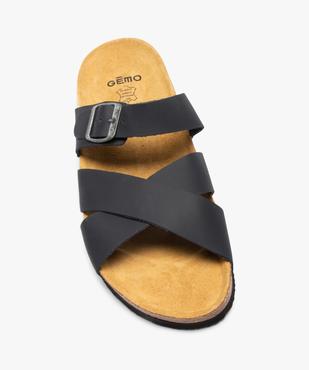 Mules homme à brides en cuir uni vue5 - GEMO 4G HOMME - GEMO