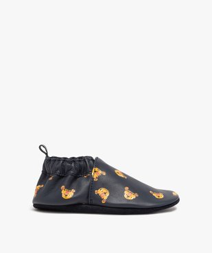 Chaussons bébé garçon en cuir imprimé et col élastiqué vue1 - GEMO (ENFANT) - GEMO