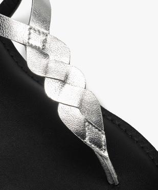 Sandales femme à talon plat et brides métallisées en cuir vue6 - GEMO (CASUAL) - GEMO