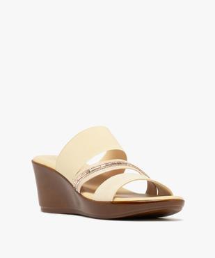 Mules femme à talon compensé avec brides élastiques et strass vue2 - GEMO(URBAIN) - GEMO