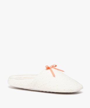 Chaussons femme mules plates dessus dentelle anglaise vue2 - GEMO(HOMWR FEM) - GEMO
