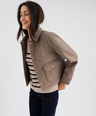 Veste courte aspect drap de laine femme vue3 - GEMO(FEMME PAP) - GEMO
