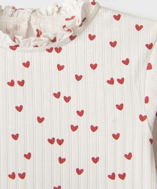 Tee-shirt manches longues à motifs coeurs fille vue2 - GEMO 4G FILLE - GEMO