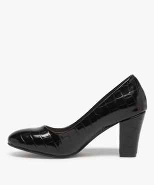 Escarpins femme à talon moyen et bout rond aspect verni vue3 - GEMO(URBAIN) - GEMO