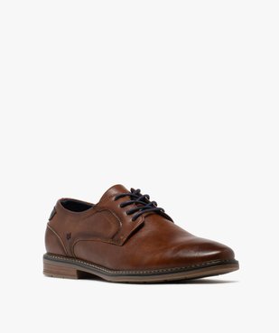 Derbies unis à lacets ronds contrastants homme vue3 - MARIO BALDANO - GEMO
