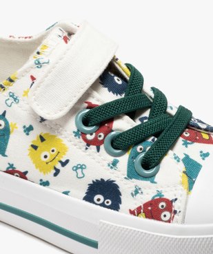 Baskets garçon en toile à motifs avec scratch et lacets élastiques vue7 - GEMO 4G GARCON - GEMO