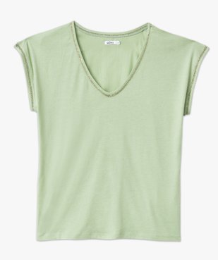 Tee-shirt manches courtes à finition tressée pailletée femme vue4 - GEMO 4G FEMME - GEMO