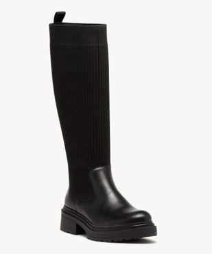 Bottes femme unies effet chaussettes à semelle crantée vue3 - 5 MILES - GEMO