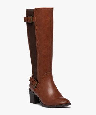 Bottes femme unies à talon carré avec liseré métallisé vue2 - VALENTINA BALDA - GEMO