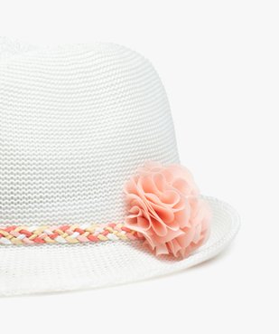 Chapeau fille trilby avec fleur et bande tressée vue2 - GEMO (ENFANT) - GEMO