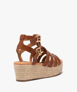 Sandales femme à talon compensé en corde avec multi-brides montantes vue4 - GEMO 4G FEMME - GEMO