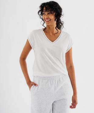Tee-shirt à manches courtes avec finitions scintillantes femme vue6 - GEMO 4G FEMME - GEMO