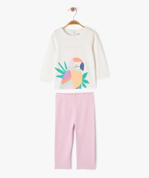 Pyjama 2 pièces en jersey de coton motif oiseau bébé vue1 - GEMO 4G BEBE - GEMO