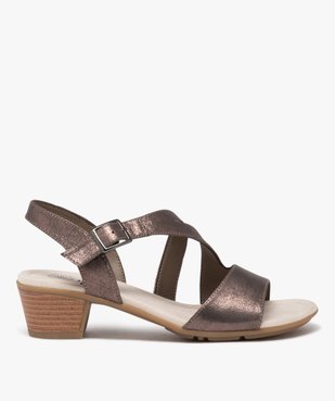 Sandales femme confort à petit talon carré et brides pailletées vue1 - GEMO (CONFORT) - GEMO