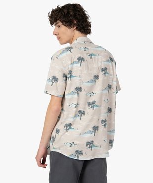 Chemise homme à manches courtes avec imprimé tropical et col cubain vue3 - GEMO 4G HOMME - GEMO