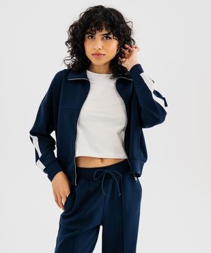 Sweat zippé à col chemise en maille sport extensible femme vue1 - GEMO(FEMME PAP) - GEMO
