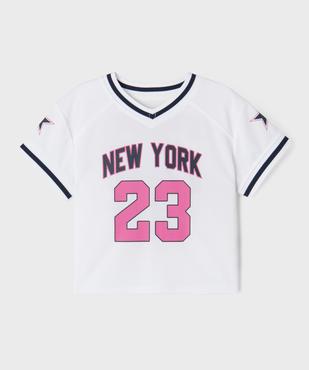 Tee-shirt de sport à manches courtes et col V fille vue2 - GEMO (ENFANT) - GEMO
