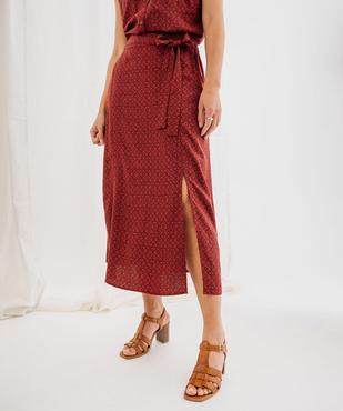 Jupe longue fendue en viscose fluide imprimée à taille élastiquée femme vue1 - GEMO 4G FEMME - GEMO