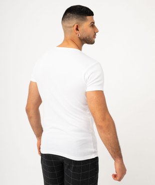 Tee-shirt homme à manches courtes et col V en coton biologique (lot de 2) vue3 - GEMO 4G HOMME - GEMO